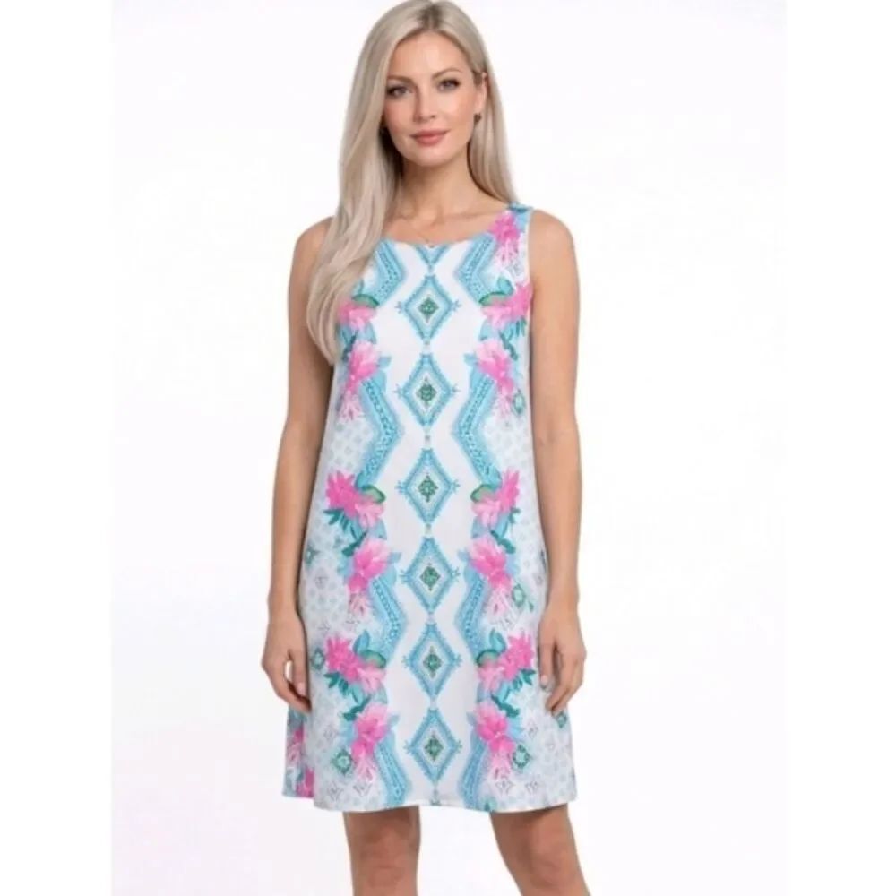 Lilly Pulitzer Jackie Floral And Geometric Print Sleeveless Shift Dress Size XS